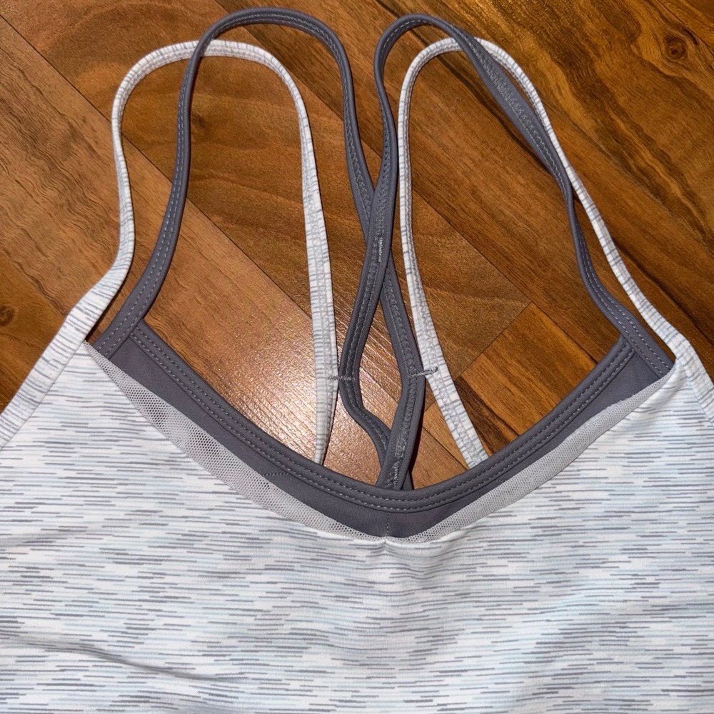 Zyia Active Crisscross Strap Sports Bra White Grey Heathered Size M workout yoga - Picture 2 of 6
